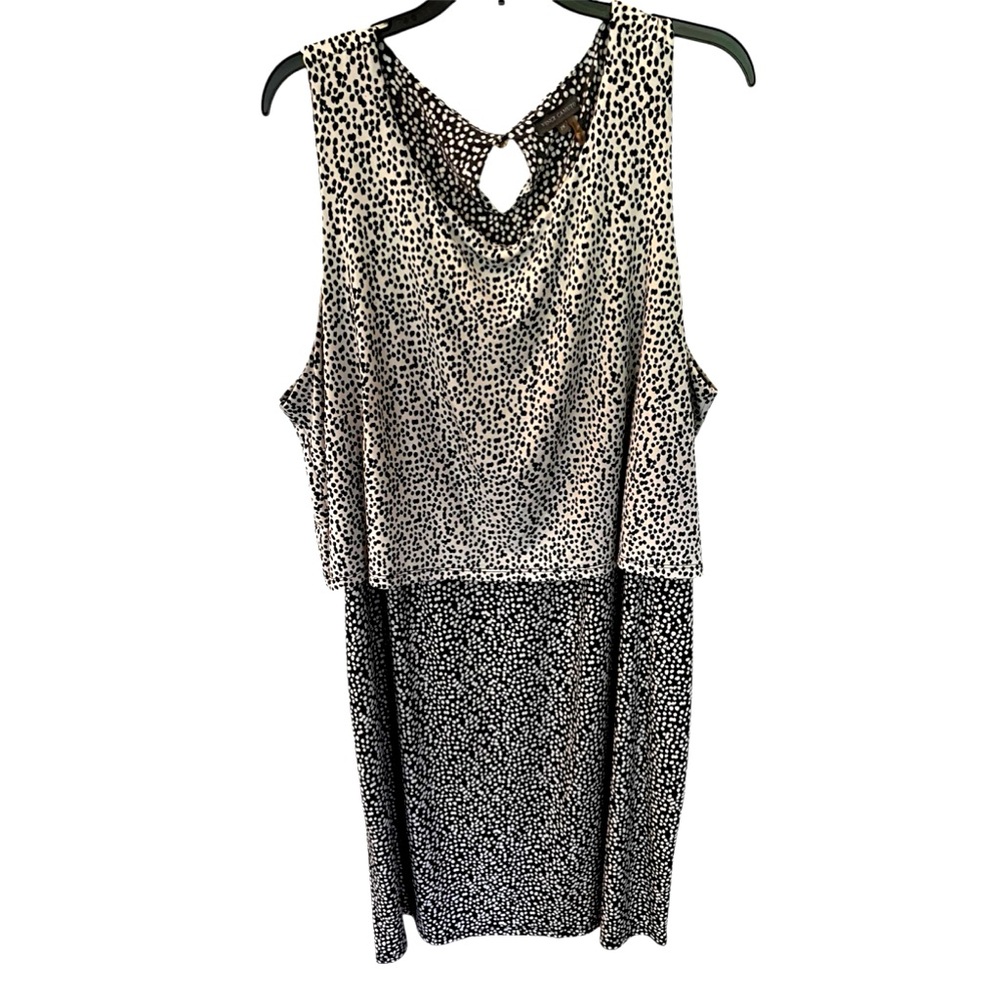 Vince Camuto Dress Sleeveless Jersey Black/White Layered Top Size 2X